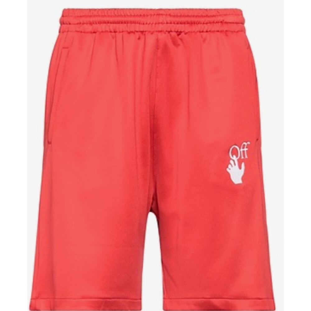 Off White Hand Logo Shorts Red M